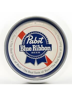 Pabst Blue Ribbon Vintage Beer Tray Tin White Metal 13-inch Collectible Barware